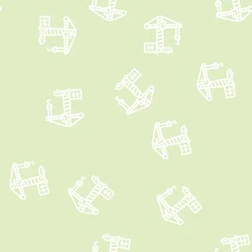 Crane building construction line vector seamless pattern Illustrazione stock