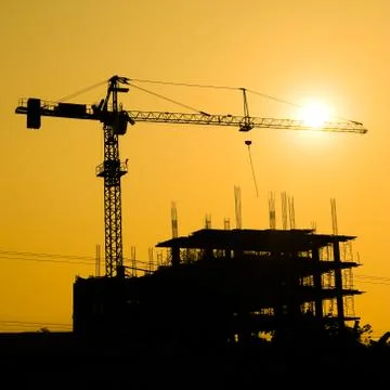 Crane building construction site Stock Photos