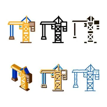 Crane for building icon vector mix outline Ilustración de archivo