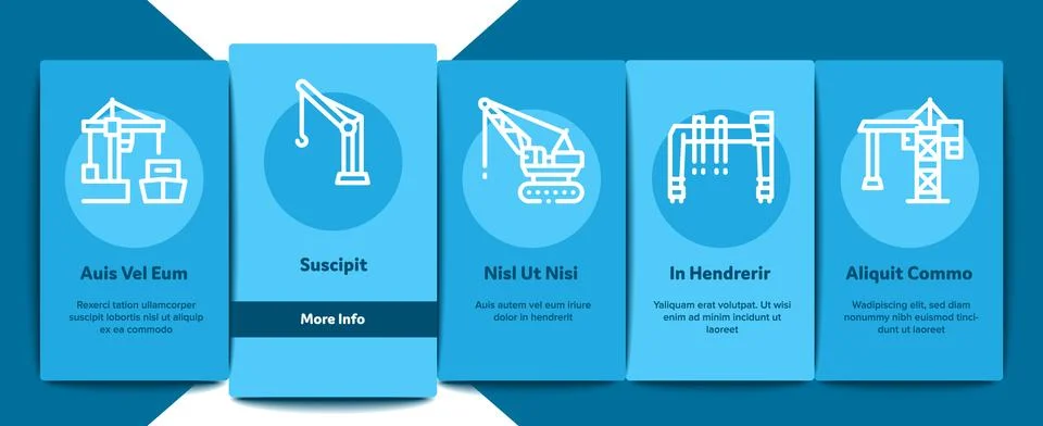 Crane Building Machine Onboarding Elements Icons Set Vector Stock Illustration