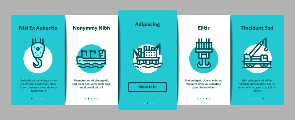 Crane Building Machine Onboarding Elements Icons Set Vector Stock Illustration