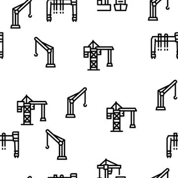Crane Building Machine Seamless Pattern Vector 스톡 일러스트