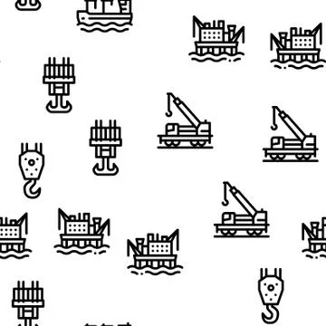 Crane Building Machine Seamless Pattern Vector Stock Illustration