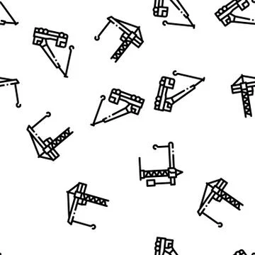 Crane Building Machine Seamless Pattern Vector Stock Illustration
