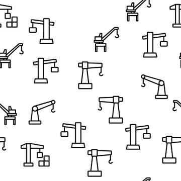 Crane Building Machine Vector Seamless Pattern Stock Illustration