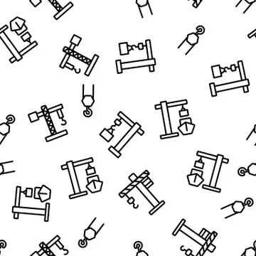 Crane Building Machine Vector Seamless Pattern Stock Illustration