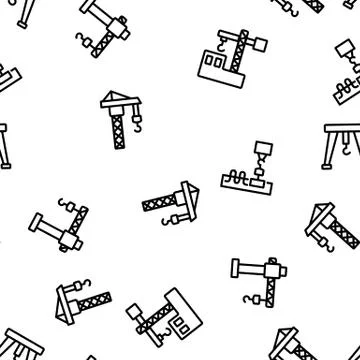 Crane Building Machine Vector Seamless Pattern 스톡 일러스트