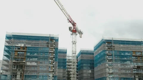 Crane on building Site Video stock 163356823