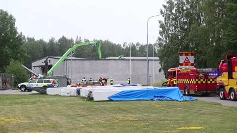 Crane car accident Stock Footage 196820095