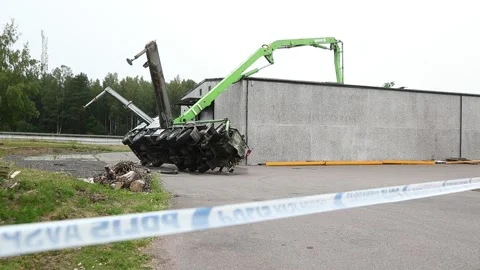 Crane car accident Stock Footage 196820096