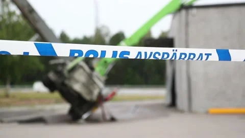 Crane car accident Stock Footage 196820111