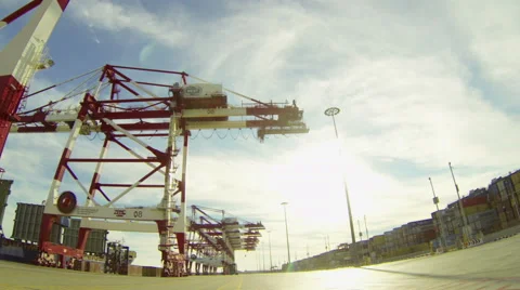 Crane Cargo Port Timelapse Stock Footage 58890066
