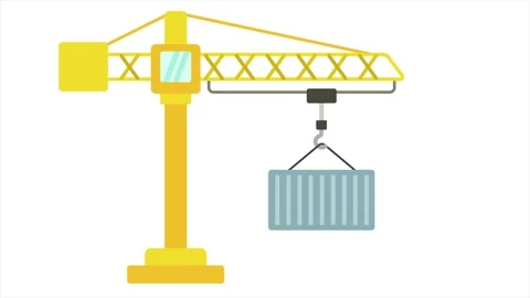Crane carrying a cargo container, animation motion graphics Stock Footage 328536287
