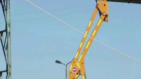 Crane carrying workers Stock Footage 77048635