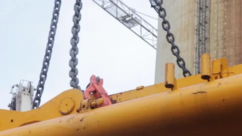 Crane chain at the construction site of the coal-fired power station Stock Footage 137569571