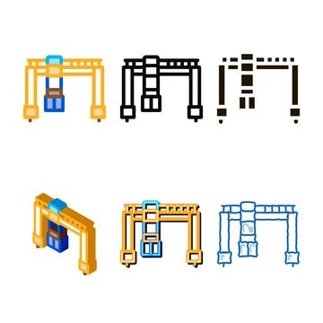 Crane concepts terminal with container icon vector outline Stock Illustration