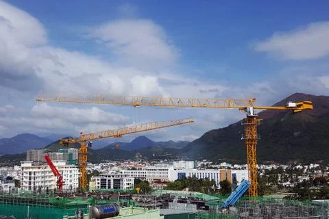 Crane, construction of the building Stock Photos