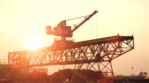 Crane construction. cargo business. industry terminal. trade export import Video stock 33792256