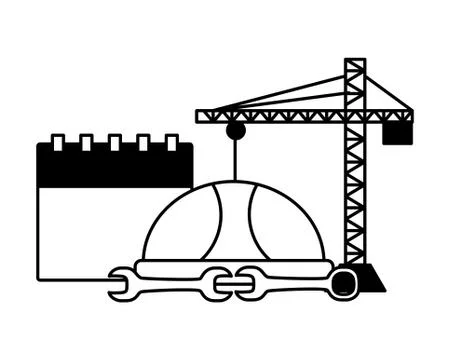 Crane construction labour day Illustrazione stock