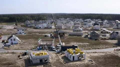 Crane on construction / landscaping site Stock Footage 95285544