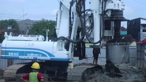 Crane for the construction of reinforced concrete structures and bridges. Stock Footage 219309997