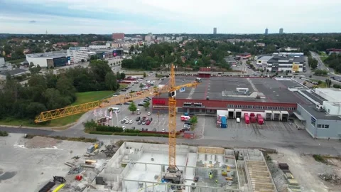 Crane &amp; Construction Site 360 Stock Footage 137944636