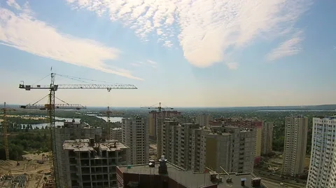 Crane at a construction site. Aerial view Stock Footage 55489652