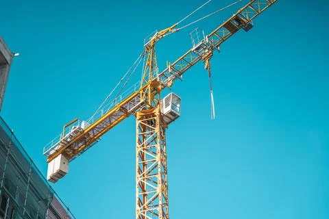 Crane on construction site background. Foto stock