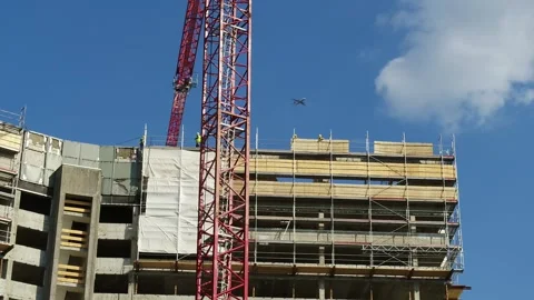 Crane, Construction site, Construction Workers Working on Building site Stock-Footage 132343246