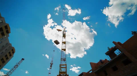 The crane at a construction site Stock Footage 24294254