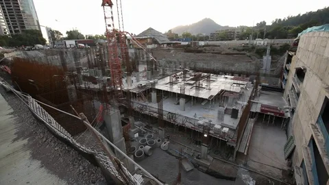 Crane on construction site Stock Footage 77100488