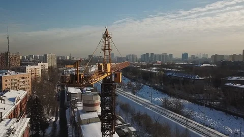 A crane on the construction site Stock Footage 86870074