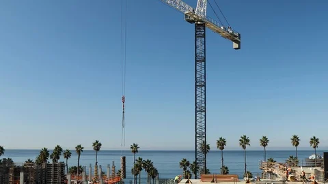 Crane at Construction Site Stock Footage 129863078