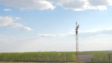 Crane on the construction site of the Stock Footage 153830424