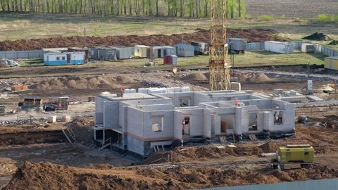 Crane on the construction site of the Stock Footage 153830430