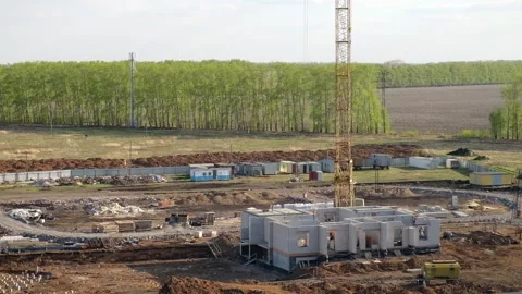 Crane on the construction site of the Stock Footage 153830432