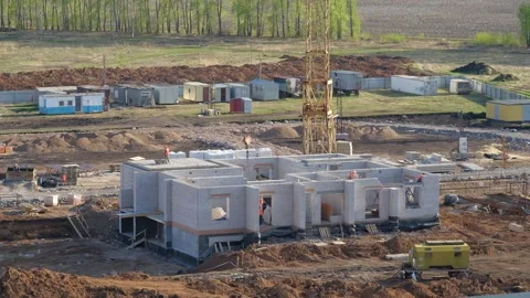 Crane on the construction site of the Stock Footage 153830440