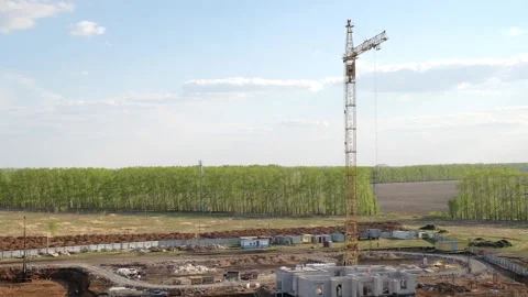 Crane on the construction site of the Stock Footage 153830452