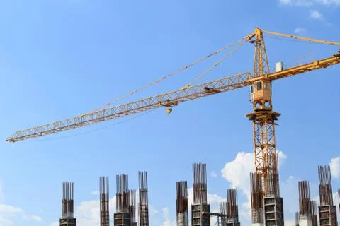 Crane in construction site. Stock Photos
