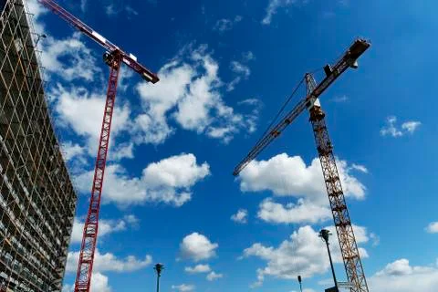 Crane on a construction site Stock Photos