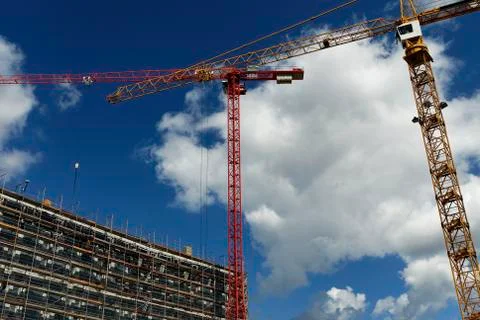 Crane on a construction site Stock Photos