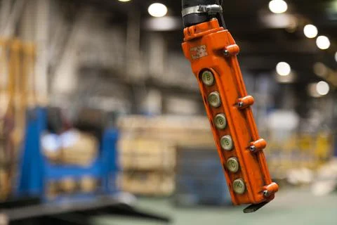 Crane control panel in a car factory Stock Photos