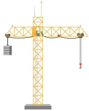 Crane. Design of a cool large new construction equipment in yellow. Иллюстрация