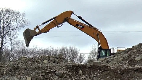 Crane dirt digger excavator construction site, sound 스톡 동영상 73979727