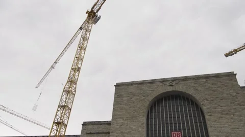 Crane Doing Work On Stuttgart Hauptbahnhof Train Station Stock Footage 303328726