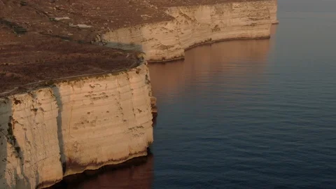 Crane Down in Dingli revealing more cliffs Stock Footage 112868832