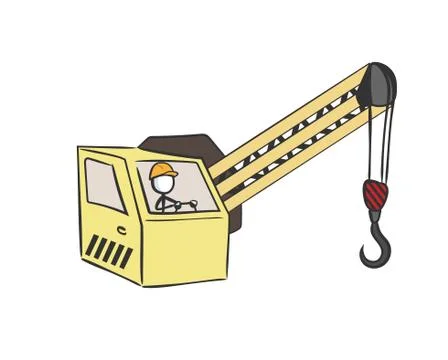 Crane driver. Vector simple building worker wearing safety helmet. construction Stock Illustration