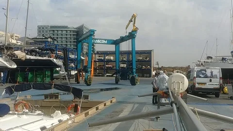 Crane driving in Herzliya Shipyard Stock Footage 101774634