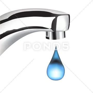 Crane with a drop Stock Illustration