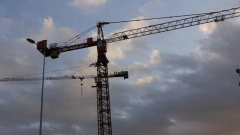 Crane at dusk Stock Footage 77100854